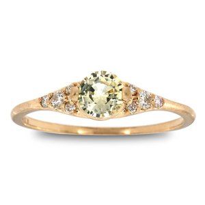 Round Yellow Sapphire Vintage & Diamond Ring
